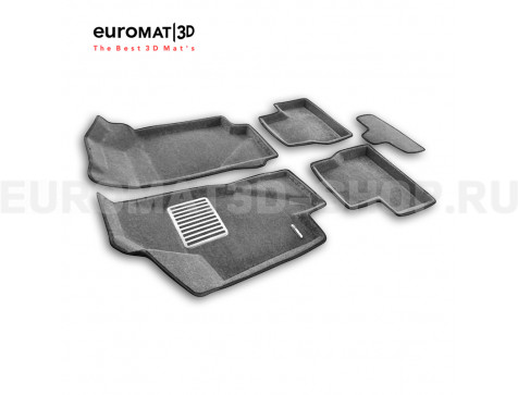 Текстильные 3D коврики Euromat3D Lux в салон для Datsun on-Do (2014-2020) № EM3D-005310G Серые