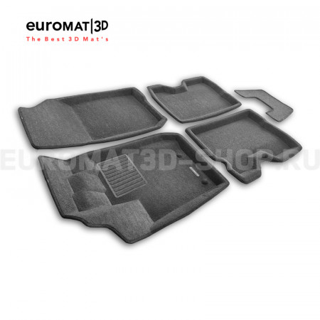 Текстильные 3D коврики Euromat3D Business в салон для Renault Kaptur (2016-) № EMC3D-004206G Серые